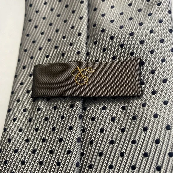 Canali 1934 Seven Fold Gray & Black Pin Dot Silk Tie 3.5wide X 58/Italy